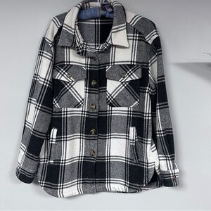 Member's Mark Pockets Button Up Plaid Heavy Weight Shacket, Shirt Jacket, M